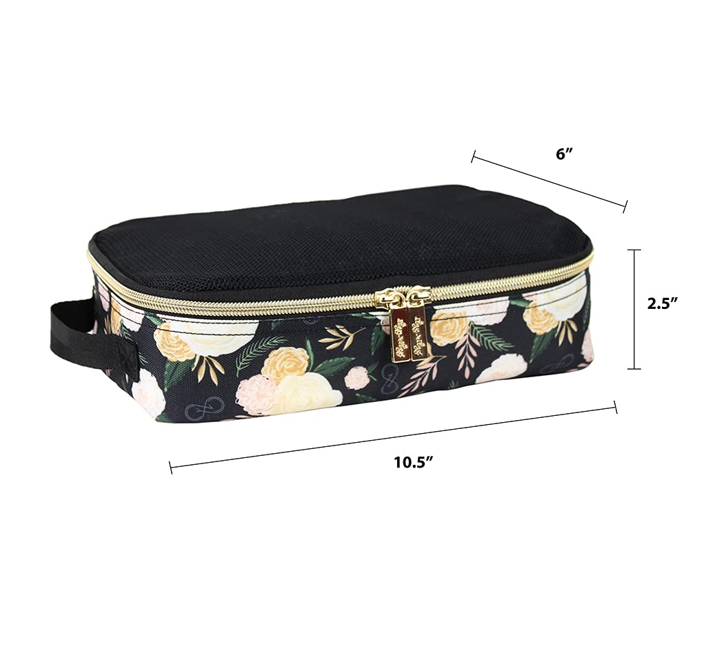 Chelsea + Cole for Itzy Ritzy Packing Cubes – Set of 3 Floral Packing Cubes or Travel Organizers; Each Cube Features a Mesh Top, Double Zippers and a Fabric Handle; Floral