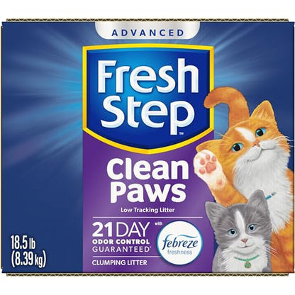 Fresh Step Clean Paws Cat Litter with Febreze Freshness, Advanced Multi Cat Low Tracking Clumping Litter, 37 lbs. (2 x 18.5 lb. Box)
