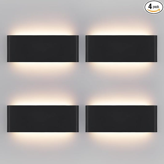 Mille Luckiole 15Inch Bathroom Vanity Mirror Light,5-in-1 CCT 3000K/3500K4000K/5000K/6500K Selectable Hallway LED Wall Light,Modern LED Sconce Wall for Stairwell,Bedroom,20W Black 4 Pack Led Wall Lamp