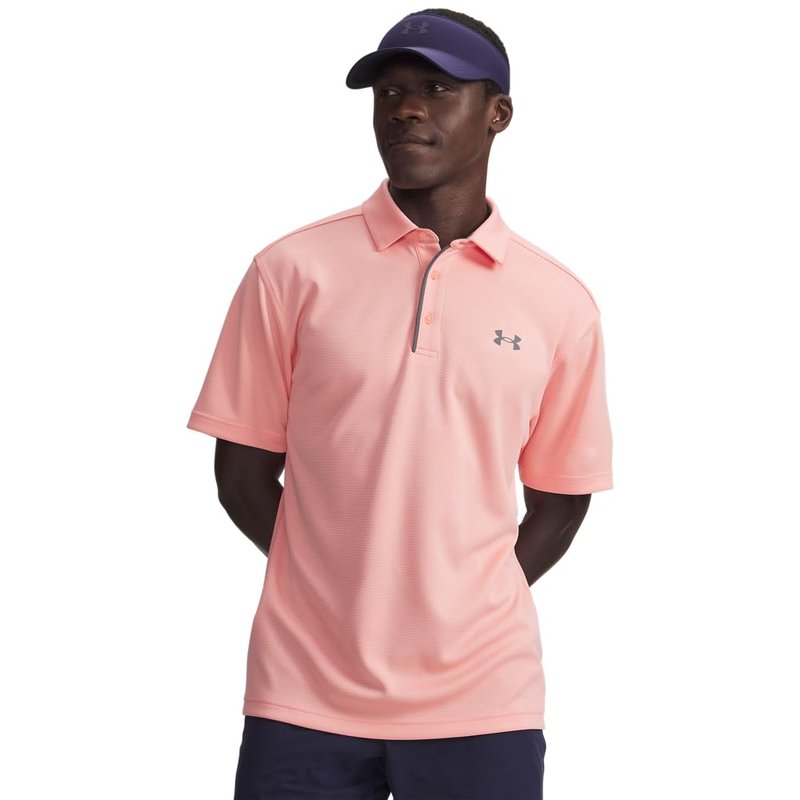Under Armour Men's Tech Golf Polo, (603) Posh Pink / / Pitch Gray, Large Tall