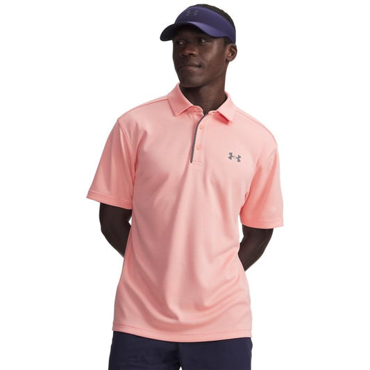 Under Armour Men's Tech Golf Polo, (603) Posh Pink / / Pitch Gray, Large Tall
