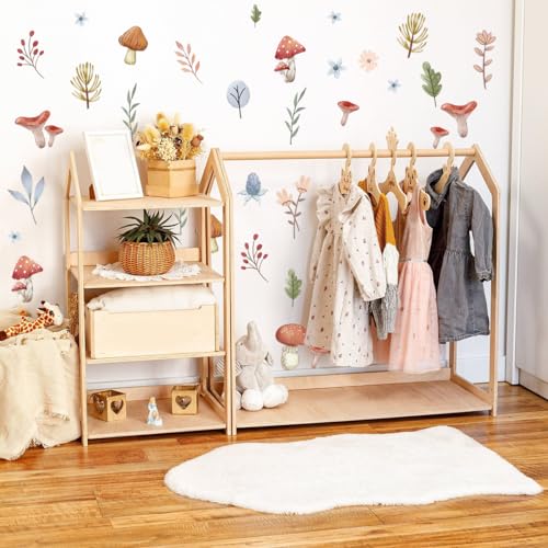 Watercolor Mushroom Wall Decals - Woodland Nursery Wall Stickers for Baby Boys or Girls Room Decor£¬Forest Wall Stickers Removable£¬Nursery Playroom Decor.