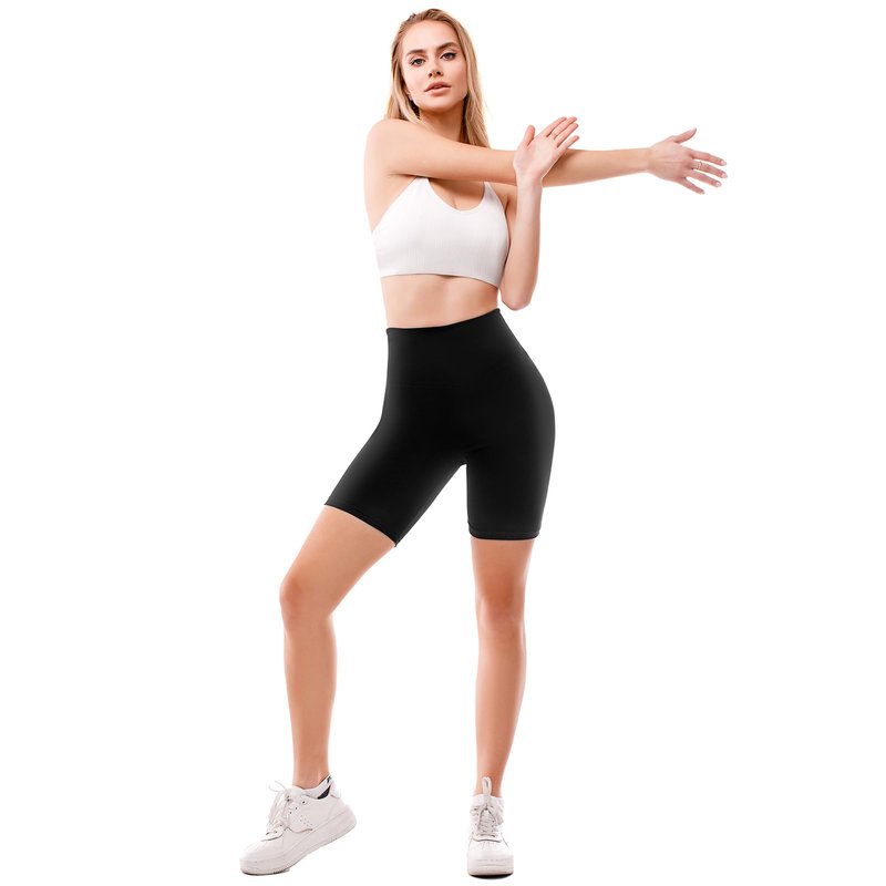 Leafigure 2 Pack Biker Shorts for Women 6" High Waisted Gym Shorts for Yoga Workout Black/ArmyGreen L-XL
