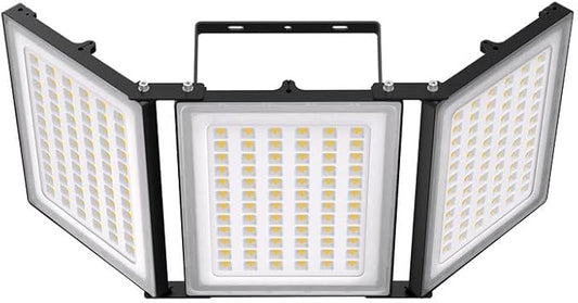 900W LED Outdoor Flood Light, 90000LM Super Bright Stadium Light, 6000K Daylight White, IP66 Waterproof 3 Heads Adjustable Outdoor Floodlights for Backyard, Parking Lot, Court, Field