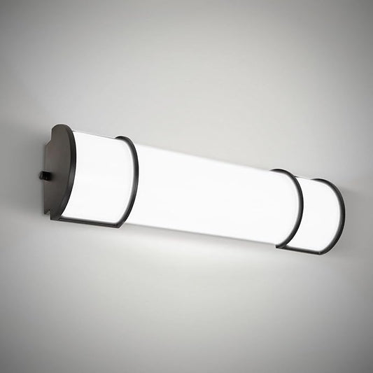 ASD LED 24" Vanity Flush Mount Light Fixture, Linear Bathroom Lighting Bar | 3CCT, Dimmable, Energy Star, ETL Listed | 25W 1950LM 3000-5000K 120V | Long Tube Bath Wall Sconce Over Mirror | Black