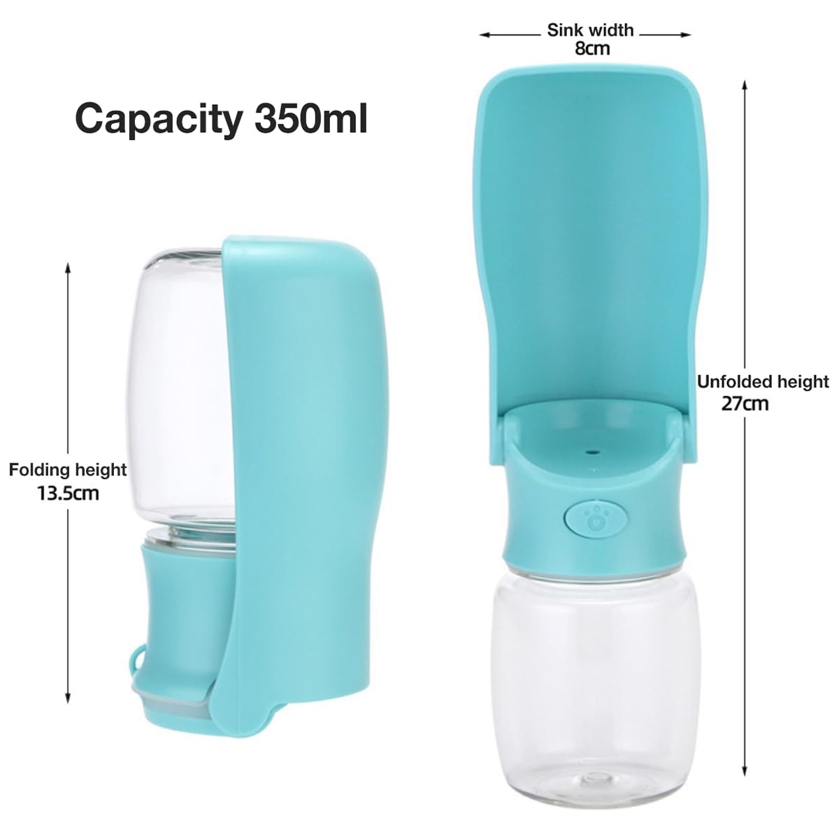 Foldable Portable Dog Water Bottle - Pet Water Dispenser for Outdoor Walking, Hiking, and Travel - 12 OZ Capacity