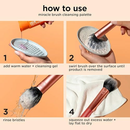 Real Techniques 5 Piece Everyday Essentials Makeup Brush Set, Includes 4 Brushes & Makeup Sponge, For Foundation, Blush, Bronzer, Contour, Eyeshadow, & Powder, Travel Gift Set, Cruelty-Free & Vegan