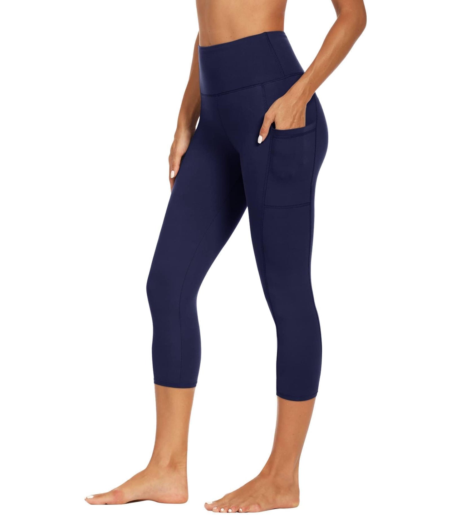 GAYHAY Capri Leggings for Women with Pockets - High Waisted Tummy Control Soft Yoga Pants for Workout Running Cycling