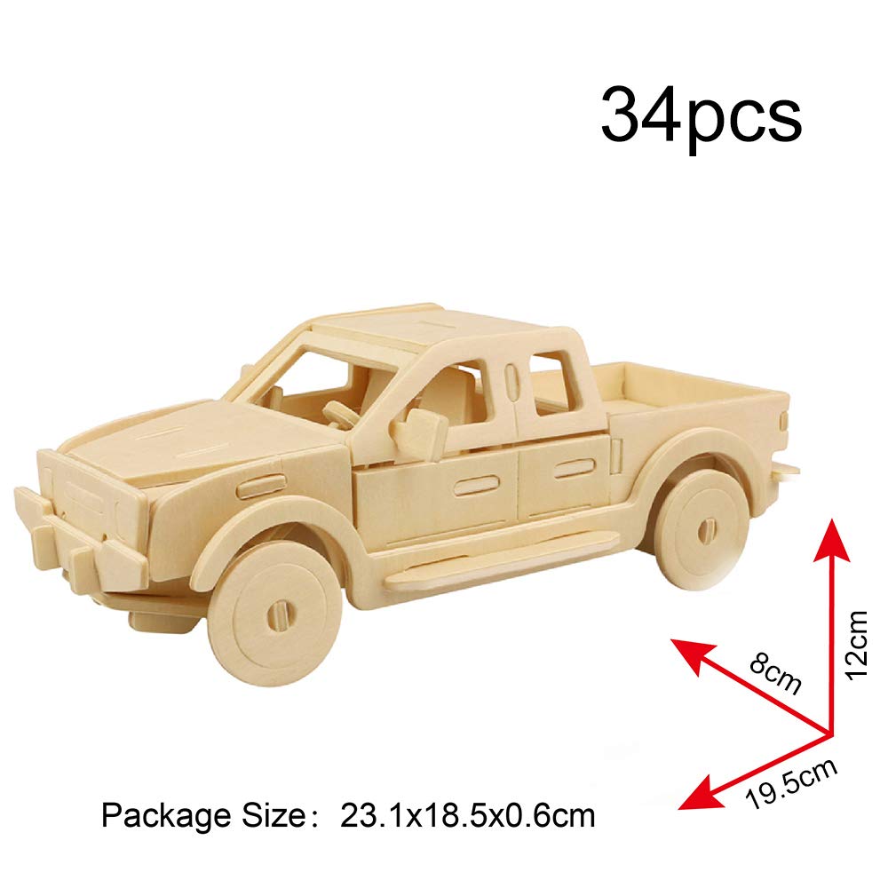 Georgie Porgy 3D Wooden Puzzles DIY Models Kits for Kids Dinosaur Airplane Woodcraft Construction Toy Pack of 6 (Airplanes Cars Yacht)