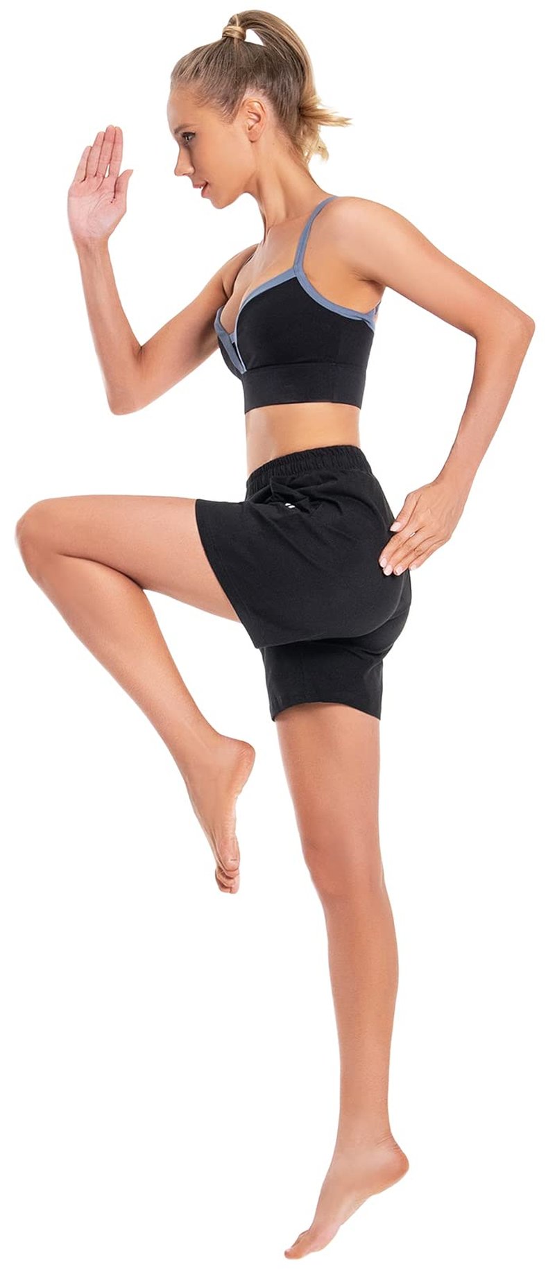 Women's Cotton Shorts 5" Sweat Bermuda Pull on Shorts with Deep Pockets for Lounge Gym Yoga Walking Athletic