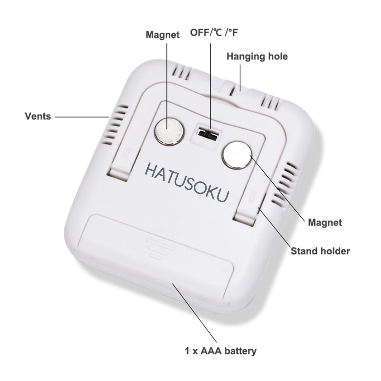 HATUSOKU Digital Thermometer and Hygrometer with Comfort Face Display, Hygrometer, Stand, Magnet, Hanging, Simple, Infectious Disease Prevention, Heat Stroke Prevention (Simple, No Clock)