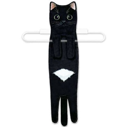 Hawgiman Hand Towels for Bathroom Kitchen,Cute Cat Quick-Dry Hanging Hand Towels Decorative for Bathroom Face Towels,Funny Gifts for Cat Lovers (Black)