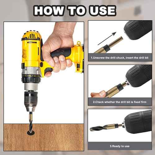 1" Reduced Shank Drill Bit, 0.47" Shank HSS Drill Bit Black and Gold Oxide Finish, 115 Degree Split Point Industrial Drill Bit for General Building Engineering Woodworking DIY Projects