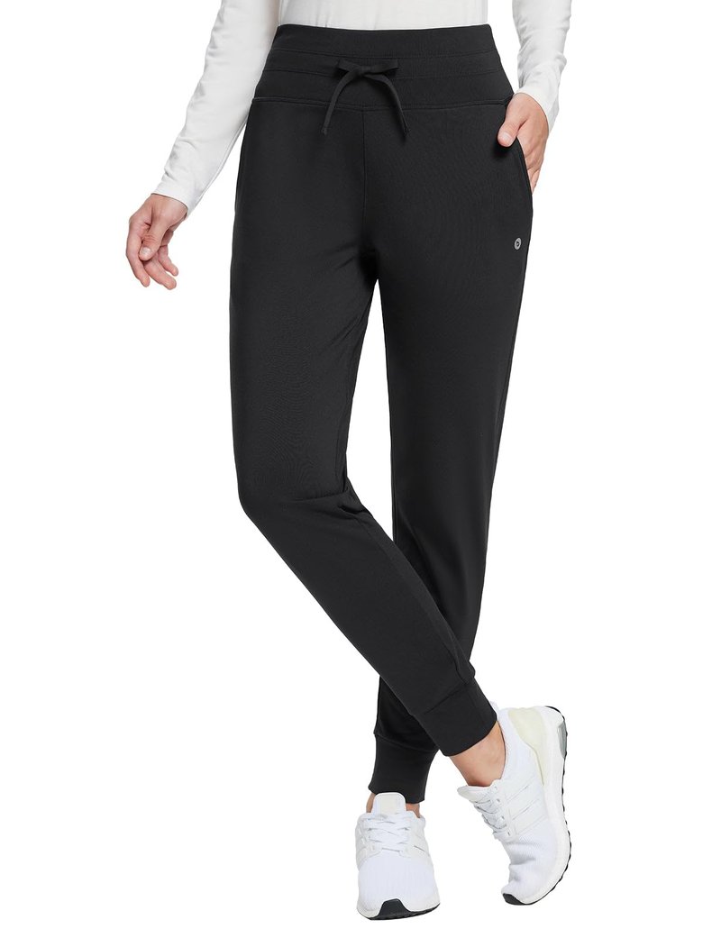 baleaf Women's Fleece Lined Pants Water Resistant Winter Thermal Warm High Waisted Joggers Sweatpants Hiking Running Leggings Black M