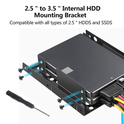 DEEPFOX Mounting Kit - Dual 2.5 Inch to 3.5 Inch Internal Hard Disk Drive SSD/HDD Hard Disk Drive Mounting Kit Bracket [SATA and Power Cables included]