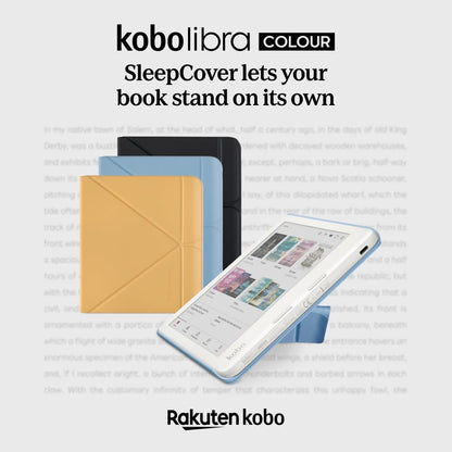 Kobo Libra Colour SleepCover Case | Black | Sleep/Wake Technology | Built-In 2-Way Stand | Vegan Leather | Compatible with 7” Kobo Libra Colour eReader