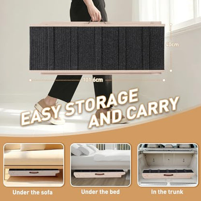 Dog Ramp for Bed - Foldable Small to Large Dog Ramp for Couch - 6 Adjustable Height from 30.5 to 61cm - Stairs with High Traction Mat - Wooden Portable Ramp for Dogs to Get on Bed Couch Car Up to 90kg