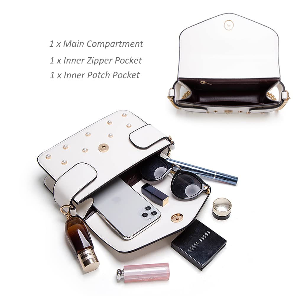 Beatfull Designer Bee Purse Fashion Crossbody Bags with Pearl for Women Pu Leather Shoulder Clutch Handbags