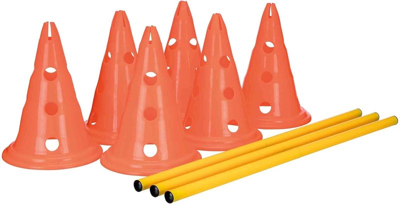 Dog Agility Hurdle Cone Set - Height Adjustable Jump Training Equipment for All Skill Levels | 6 Cones, 3 Rods