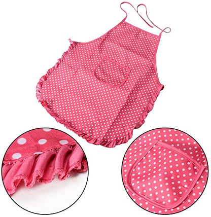 Acekid Chef Set for Kids,11pcs Kitchen Costume Role Play Kits, Girls Apron with Chef Hat,Cooking Mitt and Cookie Cutters (Rose red)