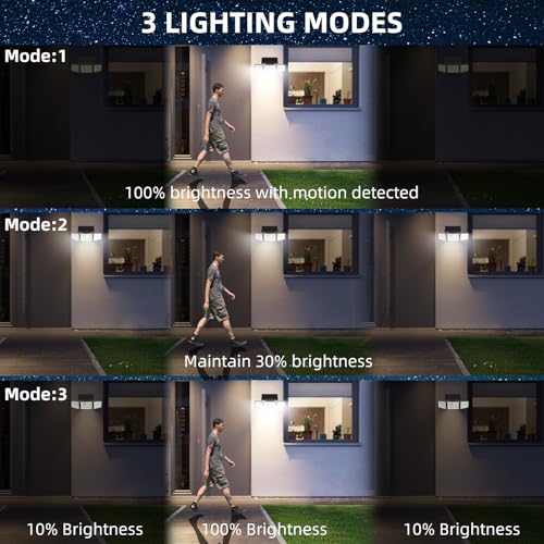 daphino Solar Lights Outdoor 2500LM Motion Sensor Outdoor Lights,3 Head 355° Wide Angle Street Area Lights, Waterproof Security Lights with 3 Modes(Non-Remote,3 Pcs)