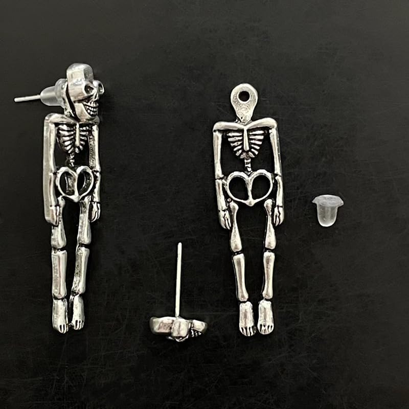 Punk Halloween Earrings for Women, Spooky Skull Skeleton Dangle Earrings for Women,Bloody Knife Drop Earring,Scary Halloween Party Earring for Halloween Accessories (Ear studs - Skeleton)