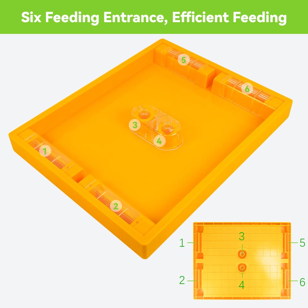 Bee Feeder Top Feeder for Langstroth 10 Frame Hive, 6-Channel 1.2 Gallon Beekeeping Feeder for Wet and Dry Feeding, for Backyard, Apiary or Commercial Hives, Bee Watering Station