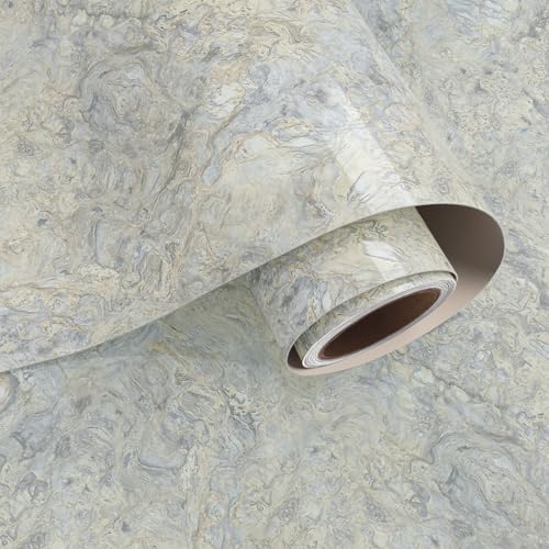 VaryPaper Grey Beige Marble Contact Paper for Countertops Waterproof Kitchen Countertop Peel and Stick Marble Wallpaper Removable Self Adhesive Granite Vinyl Wrap for Desk Cabinets Table 15.7''x78.7''