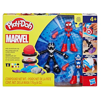 Play-Doh Marvel Hero Adventure Playset, 3 Marvel Action Figures with Wearable Tools, Black Panther, Captain America & Spider-Man Imagination Toys for Boys and Girls Ages 4 and Up