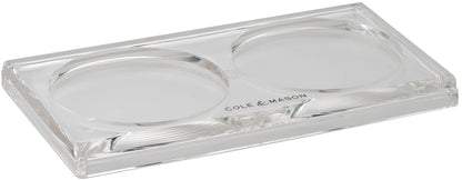 Cole & Mason H306119 Ramsgate Clear Salt and Pepper Mill Tray, Salt and Pepper Tray/Oil and Vinegar Bottles Tray, Acrylic, (H) 13 mm x (W) 95 mm x (D) 157 mm, Mills Not included