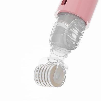 Derma Roller with Liquid Reservoir Serum Applicator for Lips, Skin, Hair, Wrinkles, Easy to Use Face Roller Skin Care Tools Without Serum, 105 Titanium Needles 0.25 mm