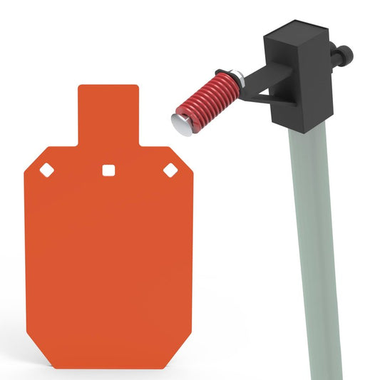KNINE OUTDOORS AR500 Steel Target for Shooting, 1/2 inch Thick Metal Target, Neon Orange Color (1/2 inch Thick with 7" x 12" Size), with T Post Hanger