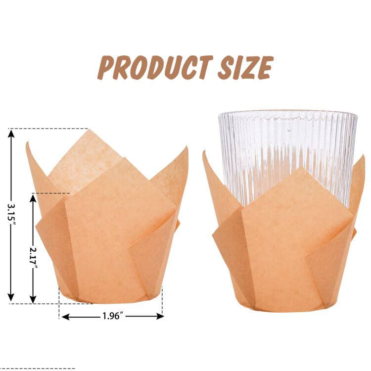200Pcs Tulip Cupcake Liners Muffin Baking Liners Holders Premium Baking Cups Cupcake Wrappers Christmas Cupcake Lliners for Weddings, Birthdays, Anniversaries, and Special Occasions（Natural）