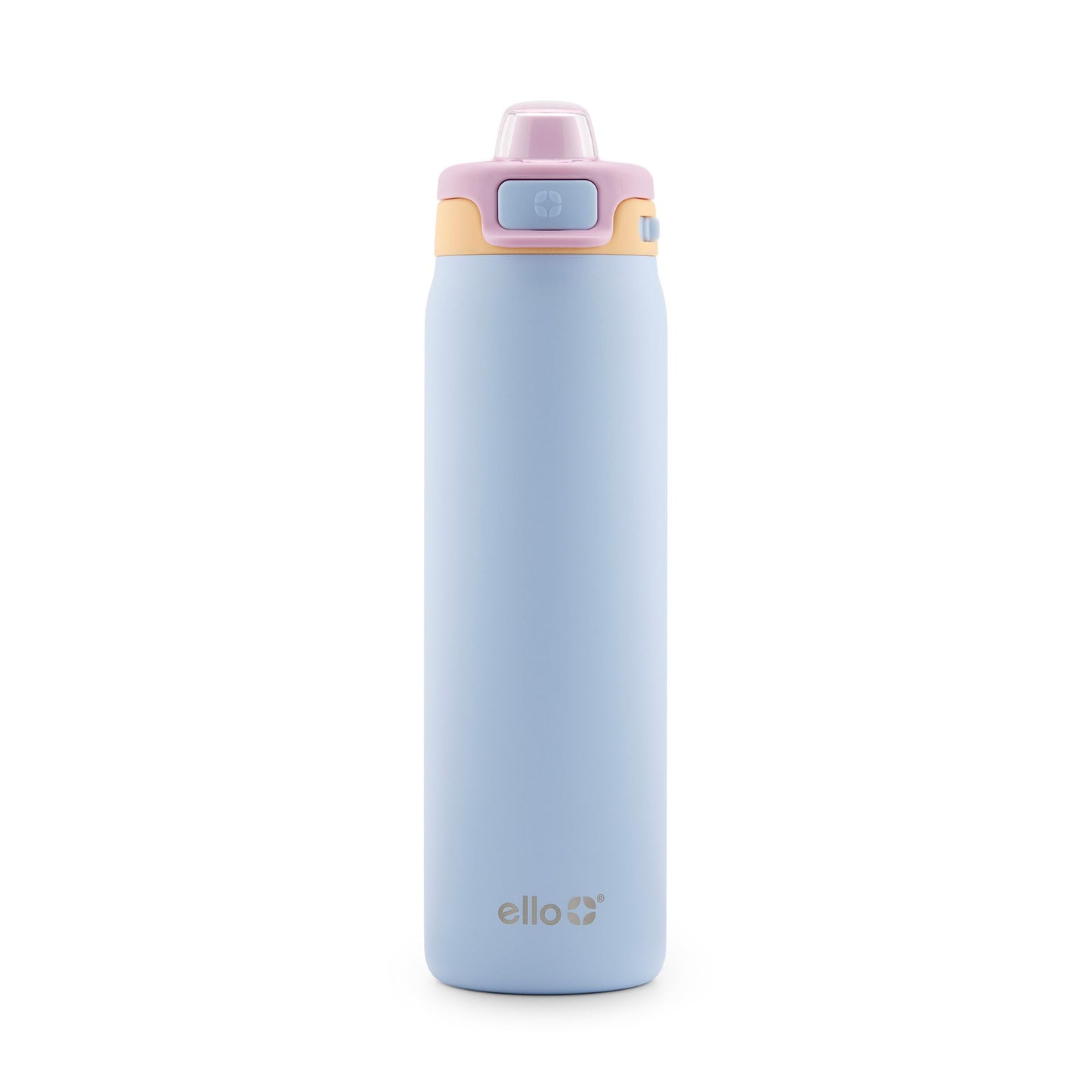 Ello Pop & Fill 22oz Stainless Steel Water Bottle with Quick Fill Technology, Double Walled and Vacuum Insulated Metal, Leak Proof Locking Lid, Sip and Chug, Reusable, BPA Free, Coastal Sunrise