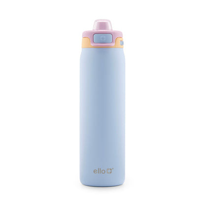 Ello Pop & Fill 22oz Stainless Steel Water Bottle with Quick Fill Technology, Double Walled and Vacuum Insulated Metal, Leak Proof Locking Lid, Sip and Chug, Reusable, BPA Free, Coastal Sunrise