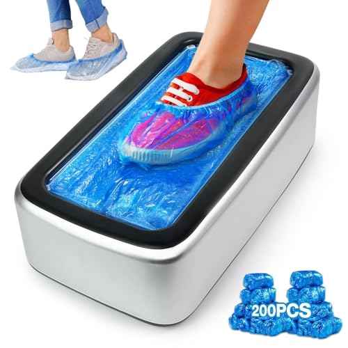 Shoe Covers Dispenser Containing 200pcs Shoe Cover Disposable Non Slip High Quality Automatic Shoe Cover Machine with Disposable Shoe Covers for Indoors for Most Occasion and Shoes Size