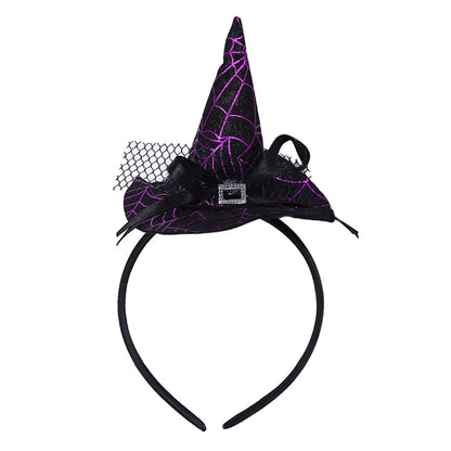 Elaine Room Headband Hat Hoop Band Headwear Witch Wizard Spiderweb for Halloween Christmas Party Cosplay Costume Baby Girls Boys (B purple cobwebs)