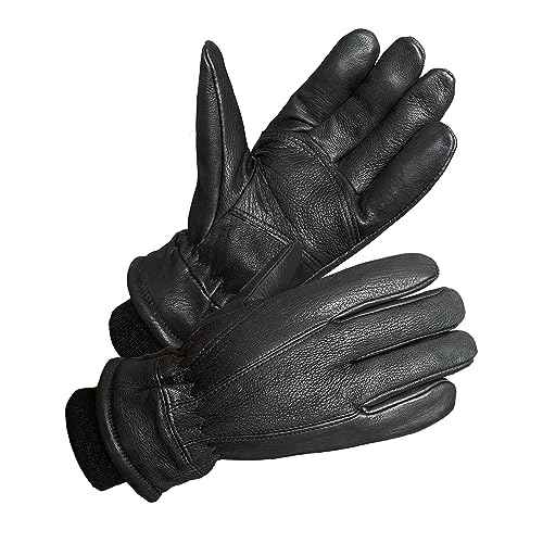 SKYDEER 100% Full Grain Deerskin Leather Winter Gloves for Men, Warm Work Gloves, Thermal Insulated Truck Driving Gloves