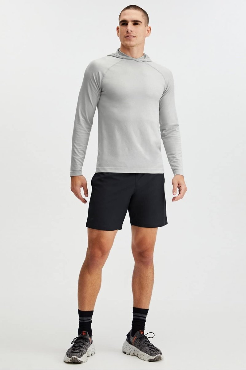Fabletics Men's The Fundamental Short, Workout, Running, Training, Gym, Yoga, Ultra Lightweight, Athletic, 9" Inseam, L, Black
