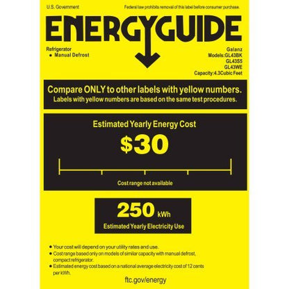 Galanz 4.3 cu ft Compact Single-Door Refrigerator, (Stainless Steel)