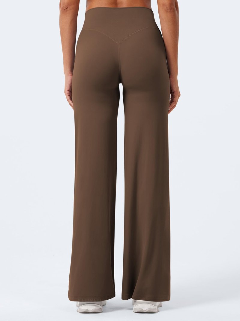 YEOREO Workout Leggings Womens No Front Seam Straight Leggings 31.5" Thin Fleece High Waist Buttery Eddiy Gym Yoga Pants Brown XS
