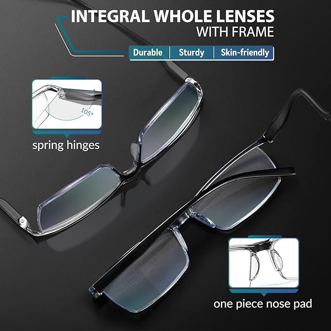 6 pack Executive Style Reading Glasses Men - Durable Readers with 99% Blue Light Blocking - Comfortable Fit with TR90 Frames