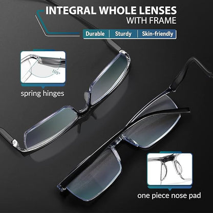 6 pack Executive Style Reading Glasses Men - Durable Readers with 99% Blue Light Blocking - Comfortable Fit with TR90 Frames