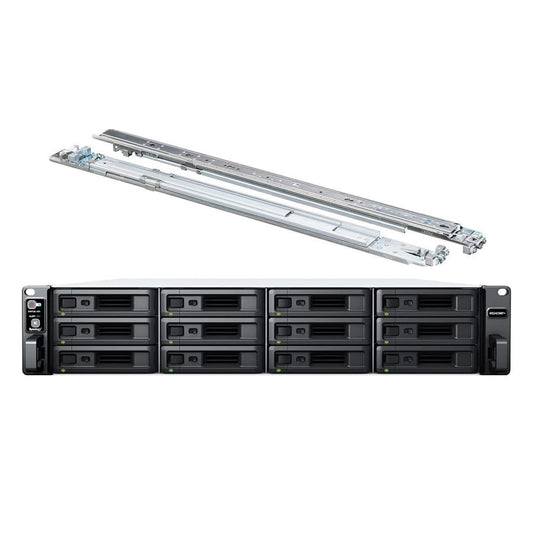 Synology RackStation RS2423RP+ NAS Server with Ryzen 3.35GHz CPU, 32GB Memory, 216TB HDD Storage, 10GbE LAN Ports, Redundant Power, DSM Operating System Bundle with Rail kit