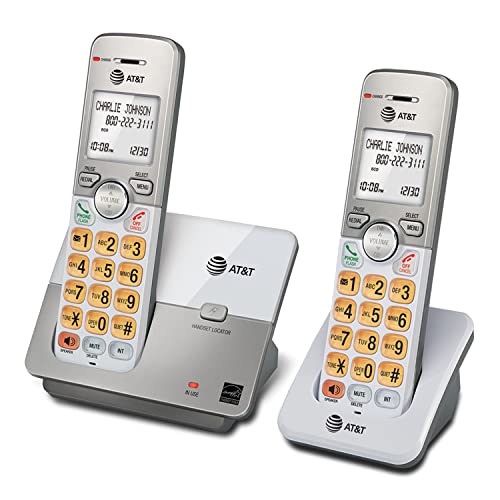 AT&T EL51203 2 Handset DECT 6.0 Cordless Home Phone Full-Duplex Handset Speakerphone, Backlit Display, Lighted Keypad, Caller ID/Call Waiting, Phonebook, Eco Mode, Voicemail Key, Quiet Mode,Intercom