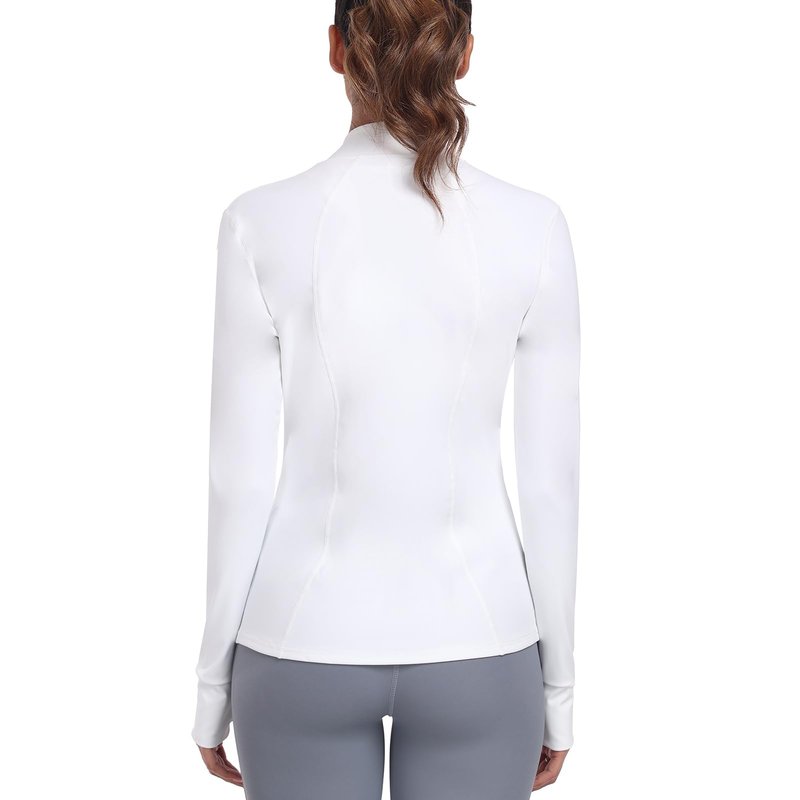 Zyrulix Women's Athletic Full Zip Lightweight Workout Jacket With Pockets Running Yoga Sportwear With Thumb Holes