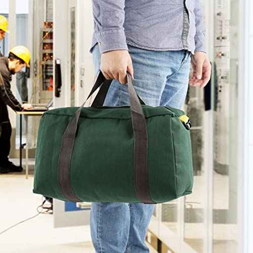 Wide Mouth Hand Tool Bag, Waterproof Heavy Duty Large Capacity Large Zipper Portable Canvas Tool Tote Bag for Woodworking Electrician (20 Inch)