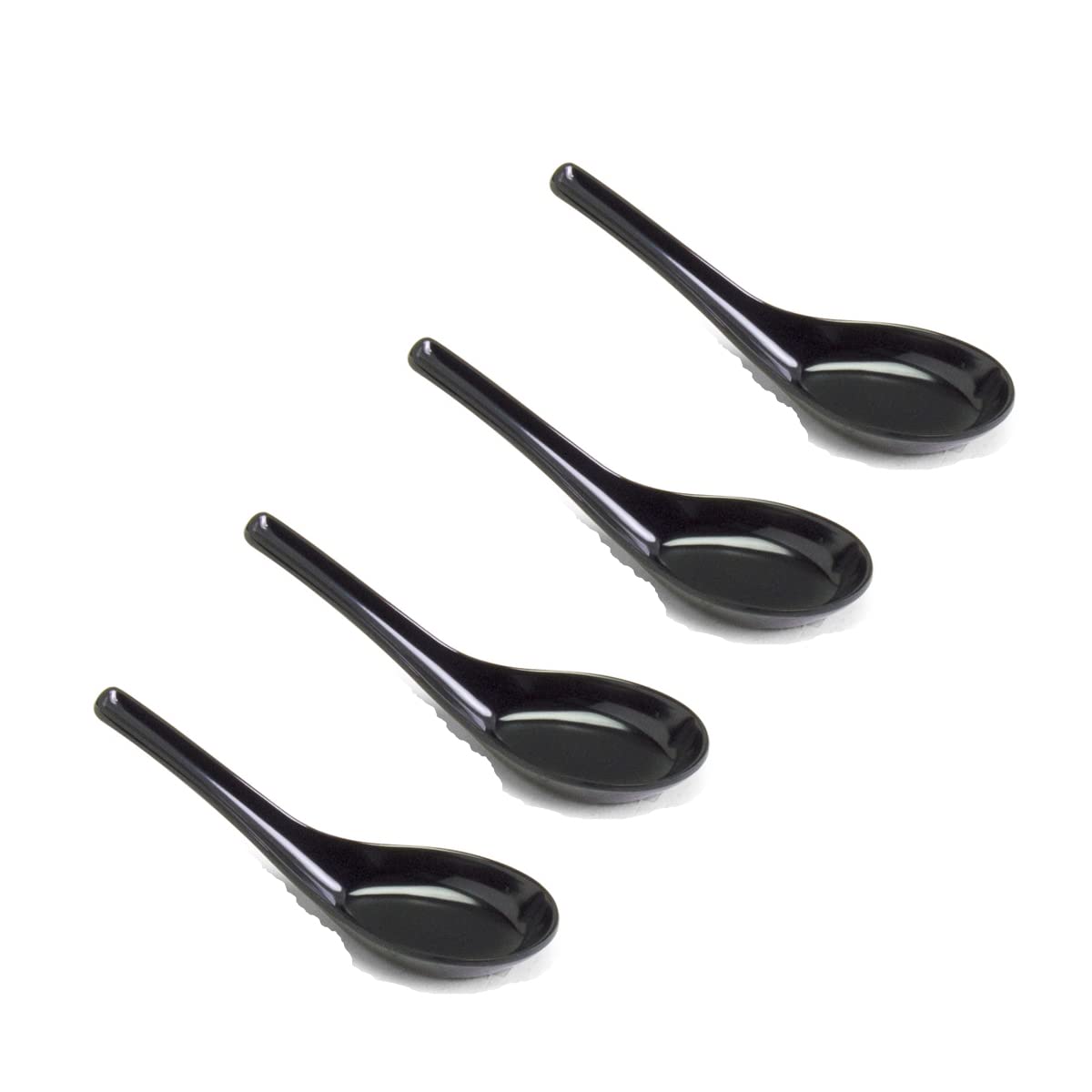 JapanBargain 3192x4, Black Soup Spoons Chinese Japanese Asian Spoons Wonton Miso Ramen Noodle Soup Spoons, Set of 4