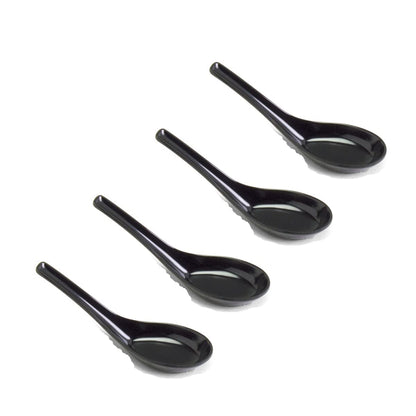 JapanBargain 3192x4, Black Soup Spoons Chinese Japanese Asian Spoons Wonton Miso Ramen Noodle Soup Spoons, Set of 4