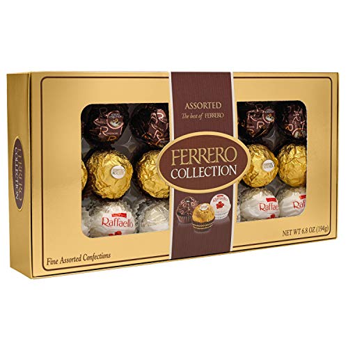 Ferrero Collection Gourmet Gift Box, 24 Assorted Confections with Hazelnut, Dark Chocolate and Coconut, 9.1 oz